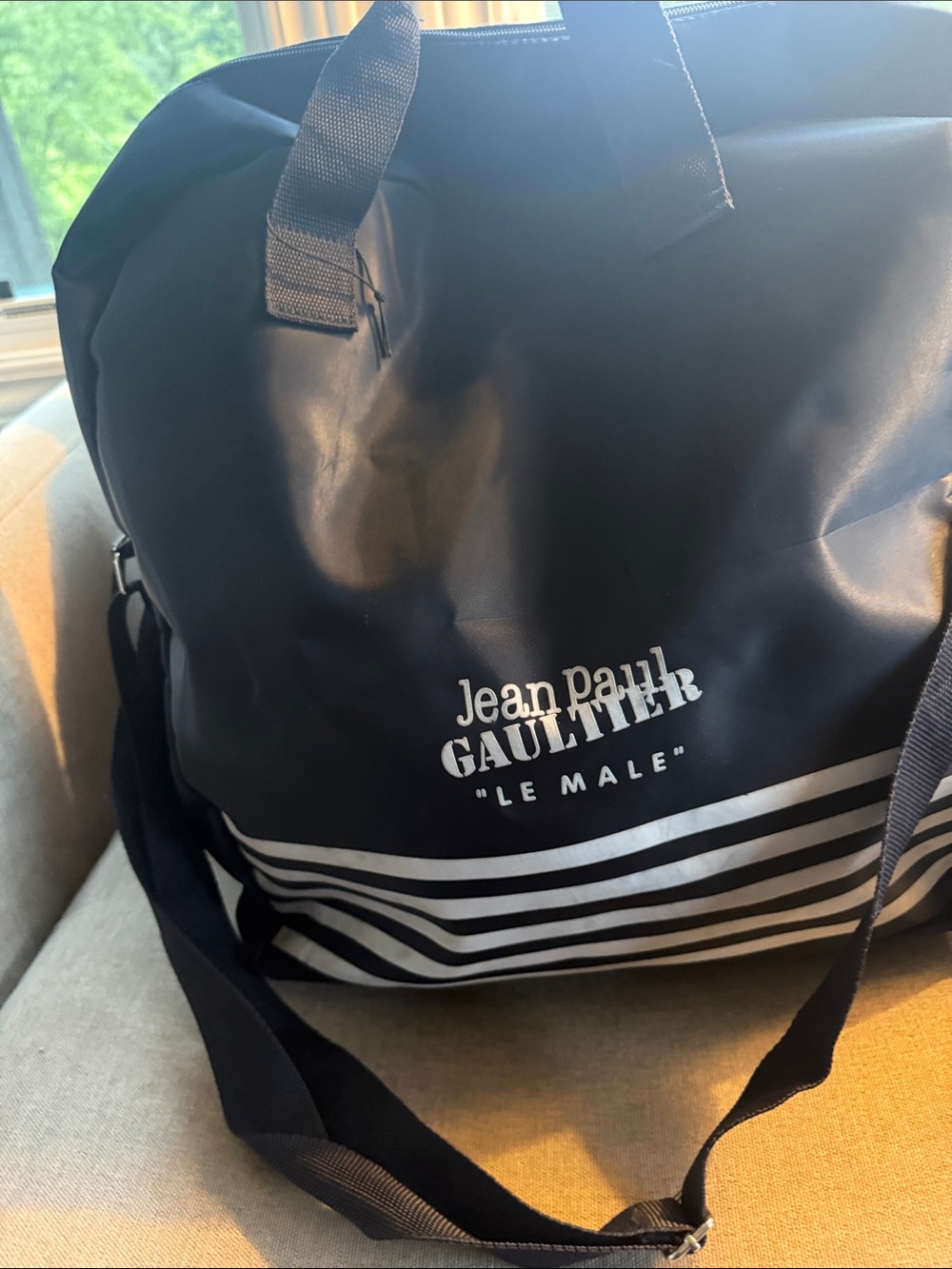 Jean Paul Gaultier Le Male Black Nylon Travel Duffel Tote Bag